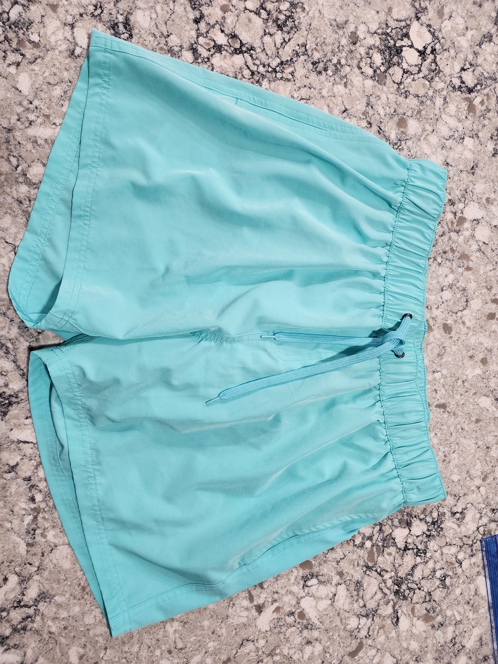 Men's XL Athletic Swim Shorts. Mesh Lining — Light Aqua Drawstring